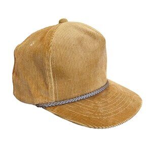 VTG Brown Tan Blank Corduroy Snapback Rope Hat Cap Youngan Retro Streetwear NWOT